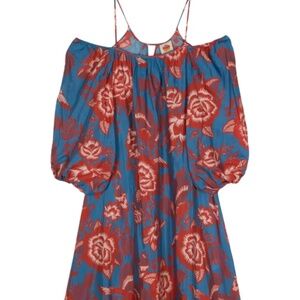 Farm Rio NWT Size Small Lace Garden Light Blue Off Shoulder Maxi Dress